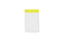  1820-1059 Clear Vinyl Vertical Badge Holder with Yellow Color Bar, 3.75" x 2.63"