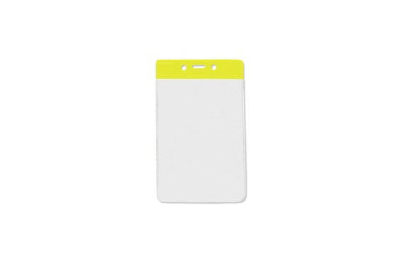 1820-1059 Clear Vinyl Vertical Badge Holder with Yellow Color Bar, 3.75" x 2.63"