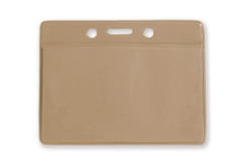 1820-2003 Clear Vinyl Horizontal Badge Holder with Brown Color Back, 3.5" x 2.13"