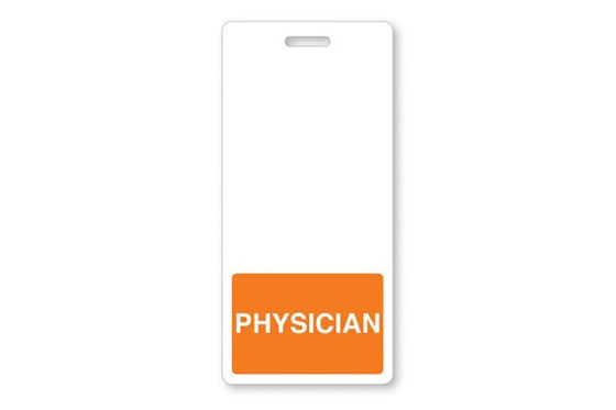 GRV-1350-2133 Vertical "Physician" Badge Buddies, Orange (2 1/8" X4 1/2")