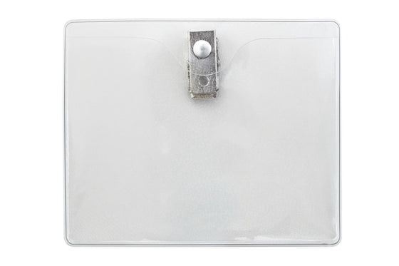 1810-1300 Clear Vinyl Horizontal Badge Holder with 2-Hole Clip, 3.94" x 3.03"