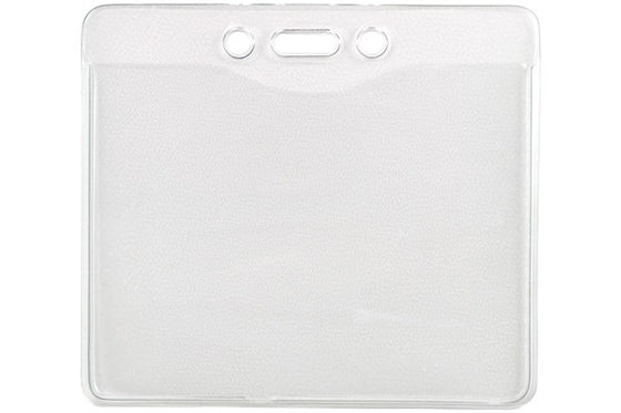 1815-1400 Clear Vinyl Horizontal Badge Holder with Slot and Chain Holes, 4" x 3.17"