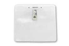  1815-1405 Clear Vinyl Horizontal Badge Holder with Clip and Slot and Chain Holes, 4" x 3.3"
