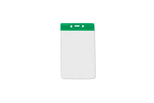  1820-1054 Clear Vinyl Vertical Badge Holder with Green Color Bar, 3.75" x 2.63"