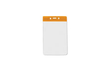  1820-1055 Clear Vinyl Vertical Badge Holder with Orange Color Bar, 3.75" x 2.63"