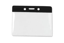  1820-1101 Clear Vinyl Horizontal Badge Holder with Black Color Bar, 3.85" x 2.68"