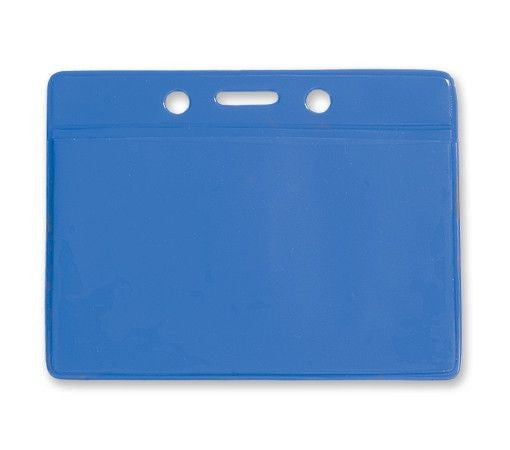 1820-2002 Clear Vinyl Horizontal Badge Holder with Blue Color Back, 3.5" x 2.13"
