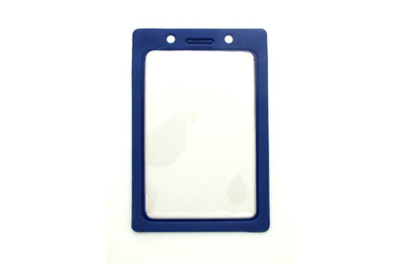 1820-3002 Clear Vinyl Vertical Badge Holder with Blue Color Frame, 2.25" x 3.44"