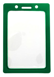  1820-3004 Clear Vinyl Vertical Badge Holder with Green Color Frame, 2.25" x 3.44"