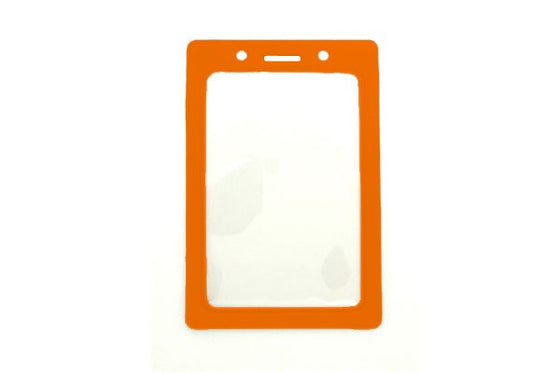 1820-3005 Clear Vinyl Vertical Badge Holder with Orange Color Frame, 2.25" x 3.44"