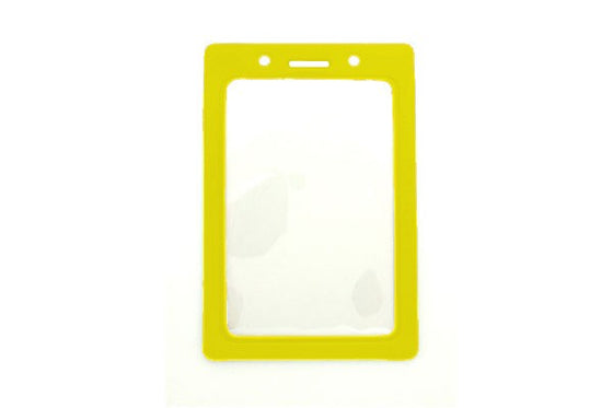 1820-3009 Clear Vinyl Vertical Badge Holder with Yellow Color Frame, 2.25" x 3.44"