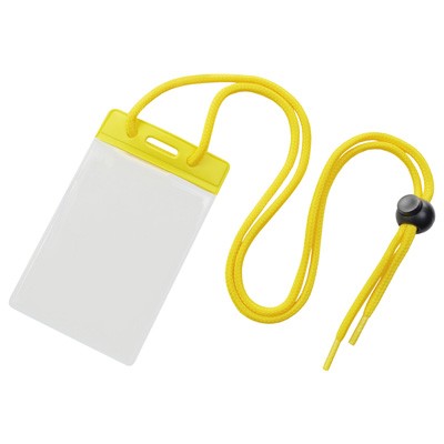1860-2709 Vinyl Vertical Holder with Yellow Color Bar and Neck Cord