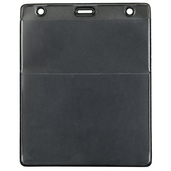 Black Vinyl Vertical Credential Wallet with Slot and Chain Holes