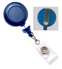  2120-3052 Royal Blue No-Twist Badge Reel with Clear Vinyl Strap & Belt Clip