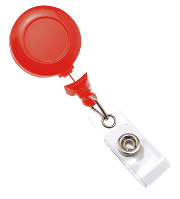 2120-3057 Red No-Twist Badge Reel with Clear Vinyl Strap & Belt Clip