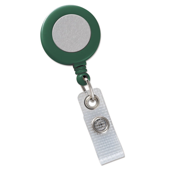 2120-3104 Green Badge Reel with Silver Sticker, Reinforced Vinyl Strap & Belt Clip