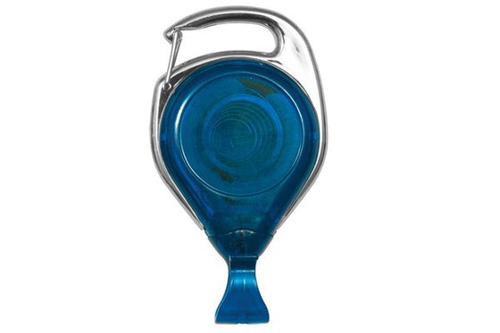 2120-7060 Translucent Blue Carabiner Badge Reel with Clear Vinyl Strap