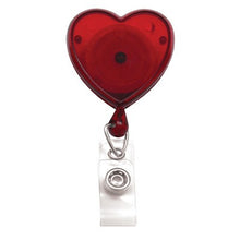  2120-7616 Red Translucent Heart-Shaped Badge Reel With Strap