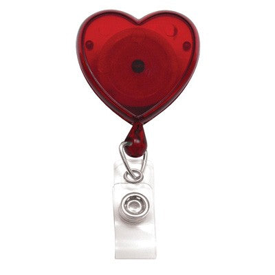 2120-7616 Red Translucent Heart-Shaped Badge Reel With Strap