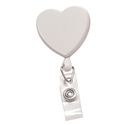 2120-7618 White Heart-Shaped Badge Reel With Strap