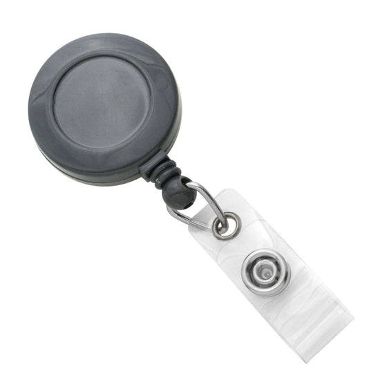 2120-7620 Gray Badge Reel with Clear Vinyl Strap & Swivel Spring Clip