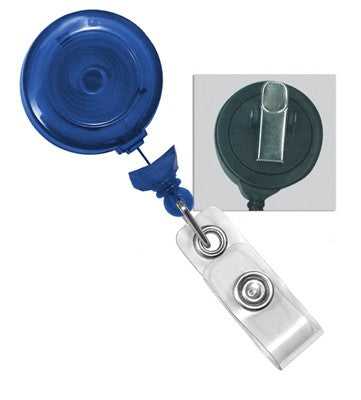 2120-7646 Translucent Blue Badge Reel with Clear Vinyl Strap & Swivel Spring Clip