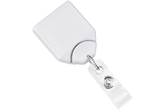 2120-7808 White B-REEL™ Badge Reel with swivel-clip with teeth