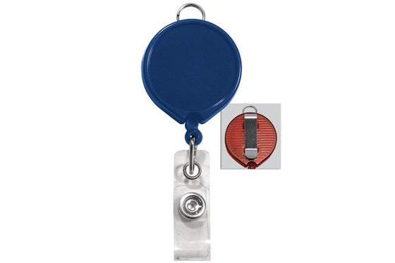 2124-3032 Blue Badge Reel with Clear Vinyl Strap & Belt Clip
