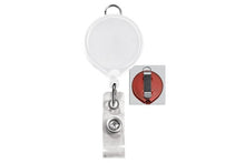  2124-3038 White Badge Reel with Clear Vinyl Strap & Belt Clip