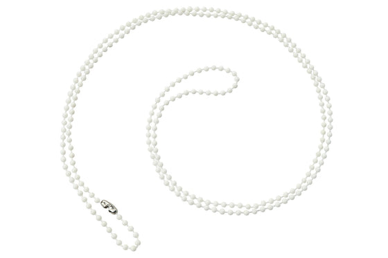2130-1508 White Plastic Beaded Neck Chain, Length 36" (914mm), Bead Size 25mm