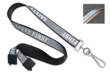  Black "Safety First" Reflective ID Card Lanyards