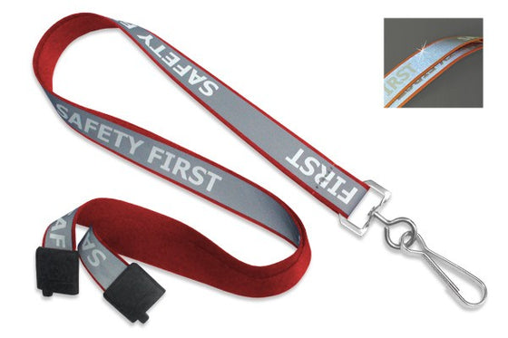 Red "Safety First" Reflective Lanyards