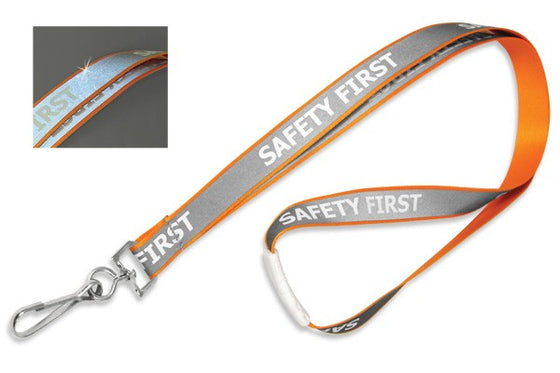 Orange "Safety First" Reflective Lanyards
