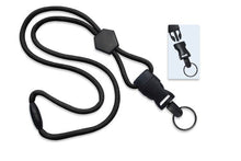  Black ID Card Lanyard with Diamond Slider & DTACH Split Ring