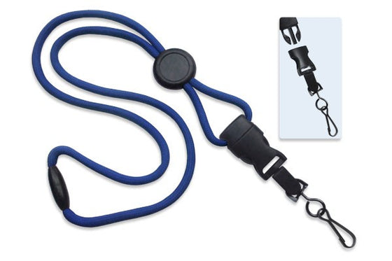 Royal Blue 1/4" (6 mm) Lanyard with Round Slider & DTACH Swivel Hook