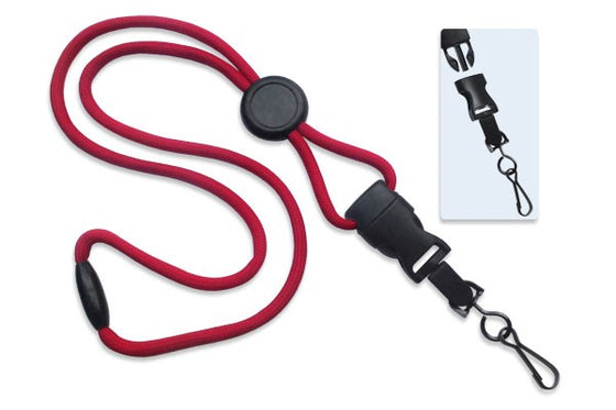 Red 1/4" (6 mm) Lanyard with Round Slider & DTACH Swivel Hook