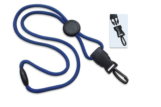 Royal Blue 1/4" (6 mm) Lanyard with Round Slider & DTACH Plastic Swivel Hook