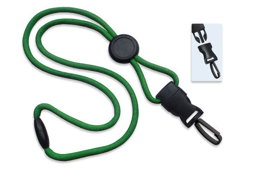 Green 1/4" (6 mm) Lanyard with Round Slider & DTACH Plastic Swivel Hook