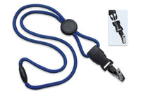  Royal Blue 1/4" (6 mm) Lanyard with Round Slider & DTACH Bulldog Clip