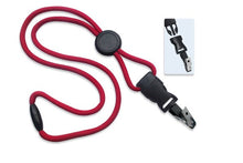  Red 1/4" (6 mm) Lanyard with Round Slider & DTACH Bulldog Clip