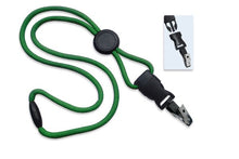  Green 1/4" (6 mm) Lanyard with Round Slider & DTACH Bulldog Clip