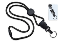  Black ID Card Lanyard with Round Slider & DTACH Split Ring