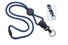  Royal Blue 1/4" (6 mm) Lanyard with Round Slider & DTACH Split Ring