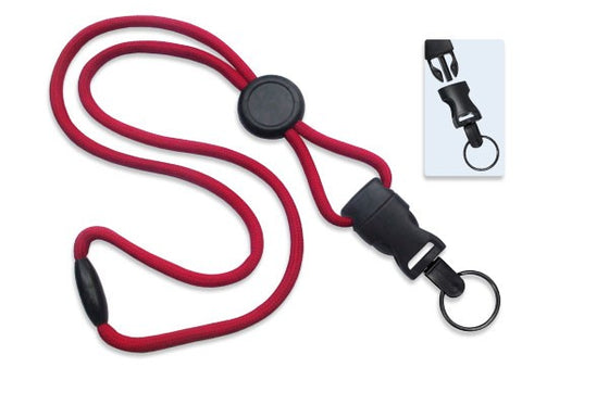 Red 1/4" (6 mm)Lanyard with Round Slider & DTACH Split Ring