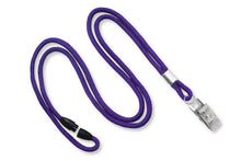  Purple Round 1/8" (3mm) Lanyard w/ Breakaway & Nickel Plated Steel Bulldog Clip 2137-2020