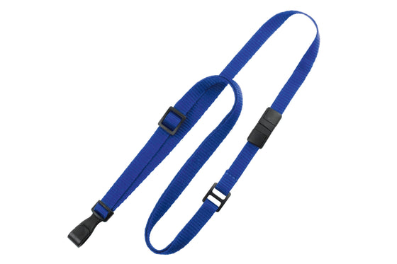2137-2038 Royal Blue 3/8" (10 mm) Lanyard with "No-Twist" Wide Plastic Hook & Safety Breakaway3