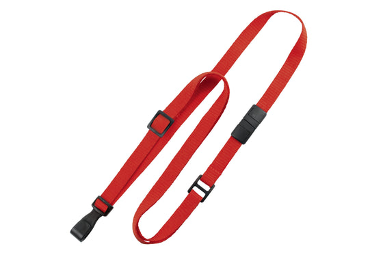 Red 3/8" (10 mm) Lanyard with "No-Twist" Wide Plastic Hook & Safety Breakaway