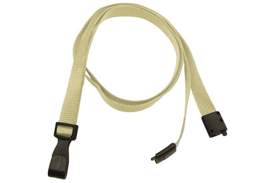 2137-2062 Natural 3/8" (10 mm) Lanyard with Breakaway And "No-Twist" Wide Plastic Hook