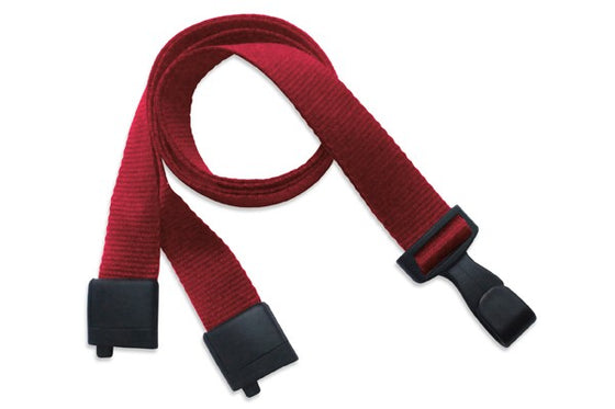 Red 5/8" (16 mm) Lanyard with Breakaway And "No-Twist" Wide Plastic Hook