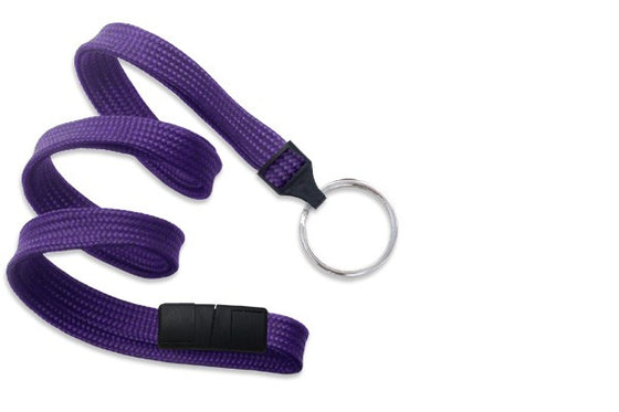 2137-3663 Purple 3/8" (10 mm) Breakaway Lanyard with Nickel-Plated Steel Split Ring